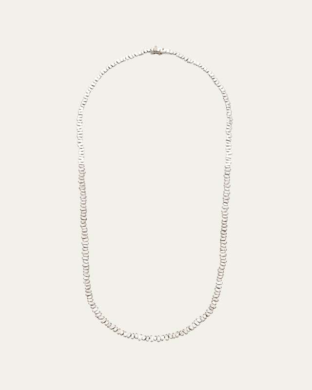 18K White Gold Fireworks Mini Baguette Tennis Necklace